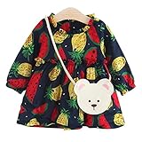 YY-Natuhi ベビー服 子供服 女の子 ワンピース キッズ ドレス 新生児 ボディースーツ ベビー 長袖 赤ちゃん 入学式 出産祝い 七五三 綿 フルーツプリント ベビースーツ 秋冬 クマバッグ