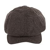 Refaxi 男性のフラットキャップツイードヘリングボーン・ニューズボーイ・ベイカー・ボーイ・ハット・リヴィー・ギャツビー・ピーク・ブリーダーズ（ブラウン）