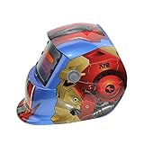 Giantree 溶接ヘルメット、ブルーマジックskullSolar電源溶接ヘルメット自動暗化フード、ミグTigアーク溶接機マスクブルーイーグルデザイン