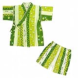 甚平 ベビー 男の子 カエル柄 上下セット じんべい じんべえ グリーン 80