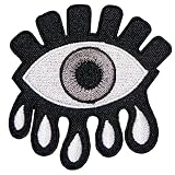 刺繍アイロンワッペン アップリケ パッチ【悲しい目】涙 瞳 悪魔 妖怪 マーク 刺しゅう アイロン接着 糊付き