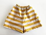 bebe couture(ベベクチュールベビー用品専門店)日本製イエローボーダーのハーフパンツ90ｃｍ綿麻