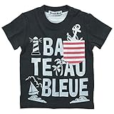 《初夏盛夏対応》 BateauBleue(バトーブルー) 天竺後身ボーダー半袖Tシャツ 130cm/Bk NO.AH-1751308