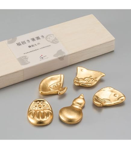 Amazon｜【金沢金箔の箔一】福招き箸置き 五つ小紋（七宝・市松