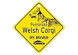 Pembroke Welsh Corgi ON BOARD カーサインボード：ペンブロークウェルシュコーギー 乗車中 ミニサイン 吸着盤つき Made in U.S.A [並行輸入品]