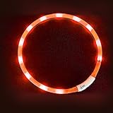 LaRoo 犬　猫　首輪　光る　LED　キラキラ光るバンド　光る首輪　軽い　超小型犬?超大型犬　に対応　調節できる　夜間　散歩　使用簡単　ペット用品（４色：ブルー、オレンジ、ピンク、エロー） (オレンジ)