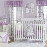 Grey Damask and Purple 3 Piece Baby Crib Bedding Set by The Peanut Shell by The Peanut Shell