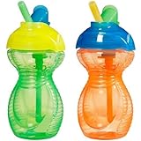 Munchkin Click Lock 2 Count Flip Straw Cup, 9 ounce - Orange/Green by Munchkin [並行輸入品]