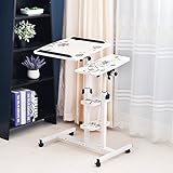 Soges 昇降式サイドテーブル ノートパソコンスタンド 折りたたみテーブル，ホワイト