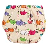 Refaxi　 象　プリント　子供　赤ちゃん　二重　おむつ　パンツ　スナップ調整　おむつカバー　洗濯可能