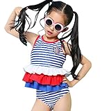 YY-Natuhi ベビー 女の子 水着 幼児 子供 ビキニ セパレート キッズ かわいい ガールズ スイムウェア 女児水着 水泳 UVカット 海水浴 ストライブ柄 2~6歳 水泳帽付き (L（身長1