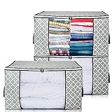 Desuresen 布団収納袋 不織布 布団収納バッグ 持ち手付 3点セット 収納ケース 衣類 布団 収納袋 収納ボックス ふとん収納 防水防塵除湿