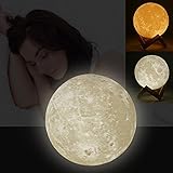 Moon LEDナイトライト, Fosa 3dプリントLuna照明の色変更ナイトライトLED Moonランプタッチコントロール