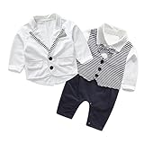 Linyuan ファッション Kids Baby Boys Handsome Gentlemen Long Sleeve Romper & Suits セット Set 2PCS