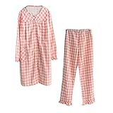 マタニティ パジャマ 授乳服 妊婦服 授乳口付き ウエスト調節可能 産前 産後 二重ガーゼ 綿100％ ルームウェア ナイトウエア レディース 長袖 長ズボン ワンピース 上下セット 前開き 右ポケッ