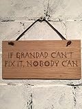 Grandad Fix It、できない場合は誰もオークボードプラーク。アンティークレザーレース。チーク材オイル仕上げ。理想的なギフト。夫またはGrandadまたはボーイフレンド。