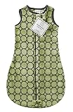 SwaddleDesigns Sleeping Sack with 2-Way Zipper, Cozy Brown Mod Circles on Lime, 3-6MO