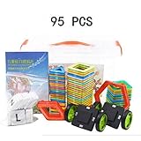 磁石ブロック マグネット 95PCS おもちゃ 知育玩具 子供プレゼント 「磁気ブロック56個 他の車輪・観覧車・パネルパーツ52個」マグネットブロック 立体 外しにくい 磁石 積み木 カラフル マグ