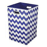Modern Littles Folding Laundry Basket, Bold Blue Chevron by Modern Littles [並行輸入品]