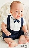 Mchild 子供服 ベビー服 スーツ風 ボディースーツ ロンパース チャック柄　赤ちゃん カバーオール 新生児 半袖 フォーマル ベビー ロンパース スーツ 男の子　つりズボン+シャツの2点セット 