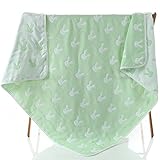 4重赤ちゃんおくるみ ガーゼケット 入浴用　ふわふわ暖かい　無添加 夏 秋 冬 綿100％ ガーゼタオル ジラフ グリーン