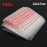 100本の再シール可能な透明なクリアジュエリープラスチックジップロックバッグ12x17cm