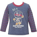 2016年 秋冬 アンパンマン バイキンマン 線描きプリント 袖ボーダー 長袖Ｔシャツ ANPANMAN ネイビー-アンパン◇95cm