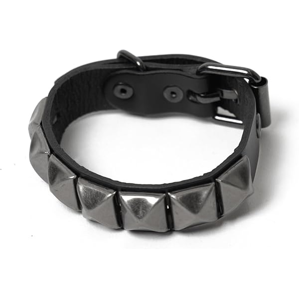 Amazon | [SKULLNEST] 1連 スパイク スタッズ レザー ブレスレット