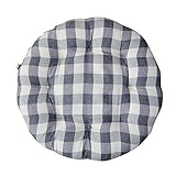 fabrizm 日本製 ラウンドクッション(L) ナチュラルチェック チャコールグレー 1921-gr-gr
