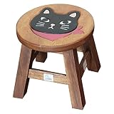 手作り　ウッドスツール　ロータイプ (スカーフネコ　クロ　2207-1816)