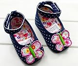 （セ・ミニョン）C'est mignon　ベビーシューズ　ファーストシューズ　ストラップ　水玉　蝶々　ネイビー (12cm)