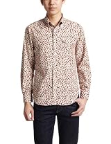 Print Pattern Buttondown Shirt Made in India 111-11-3539: Khaki Print Pattern Buttondown Shirt Made in India 111-11-3539: Khaki