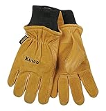 KINCO 901-M Men's Pigskin Leather Ski Glove, Heat Keep Thermal Lining, Draylon Thread, Medium, Golde