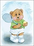 スポーツBear Tennis Star – 子供壁アート、キッズ壁アート、保育園壁アート 8" x 10" EY05371
