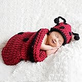 ハンドメイド 0-6ヶ月 撮影写真 ベビー 幼児 セット テントウムシ 帽子+ロンパース 0-6ヶ月に合う 【1点】