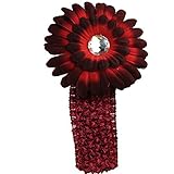 Baby Girls Daisy Headband Hairbands Hairbows Hair Flower Clip Headwear (dark red) by COFFLED