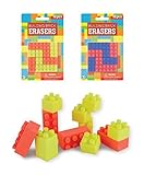 Building Block Erasers for Kids Fun Erasers for Boys & Girls. 24 Blocks (pcs) Total