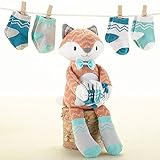 ベビーアスペン Baby Aspen 男の子用きつねぬいぐるみと青ジグザグ柄ソックス4足セット