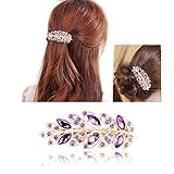 カラフルなバレッタ髪留め ビジュー 髪飾り ヘアピン おしゃれ ヘアアクセサリー パーティー 結婚式 レディース（5色） (パープル)