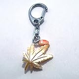 もみじ 夜光貝 キーホルダー 天然珊瑚付き