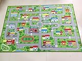 City StreetマップKids ' Rug with道路Kids Rug Play Mat with学校病院駅銀行ホテルBook Store政府ワークショップファームfor Boy Girl保育