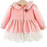 YY-Natuhi ベビー服 子供服 女の子 アウター コート かわいい キッズ ジャケット カーディガン 長袖 おしゃれ 女児 防寒 プリンセス トレンチコート レース ピンク (80cm)