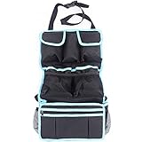Hi - Tec車バックシートオーガナイザーfor、マルチポケット付き旅行ストレージバッグ、子供用おもちゃストレージ、旅行アクセサリーfor赤ちゃんと子 ブルー