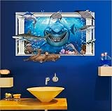 ホーム3dウィンドウWing Sea World Shark Vivid Marine Animals PVCアート壁ステッカーホーム装飾壁画、23.6 X 35.4インチ 9262