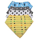4本ベビーよだれビブ,Petforu　よだれ吸収　衣服で組み合わせるビブ　4種異なるスタイル　ドリブル　スナップ付き　赤ちゃんダブルコットン　バンダナ　よだれトライアングルタオル (1スタイル)
