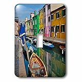 Danita Delimont – イタリア – ボートのカラフルなホームに沿ってカナルwithドッキングBurano、イタリア – 照明スイッチカバー – シングルトグルスイッチ( LSP _ 22