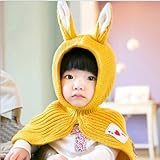HAPPY うさぎちゃん風 子供用ニット帽　防寒 防風　ベビー キッズ 赤ちゃん　かわいい 帽子 キャップ (イエロー)