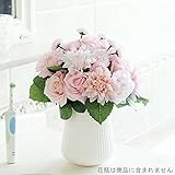 造花 枯れない花 ミニローズ+ダリアバンチ（8本） 花束 インテリア造花 アートフラワー 薔薇 ダリア シルク製 花束 お祝い 結婚式ブケ バレンタインギフト 誕生日 (ピンク)