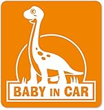 imoninn BABY in car ステッカー　【マグネットタイプ】　No.70　ブラキオサウルスさん　（オレンジ色）