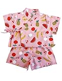 (ビメイゴー) Bmeigo 甚平 女の子 男の子 浴衣 子供服 綿100% じんべい 夏 通気 夏祭り 花火大会 パジャマ 寝間着 フルーツ 動物柄 上下セット キッズ ベビー 男女兼用 可愛い オ